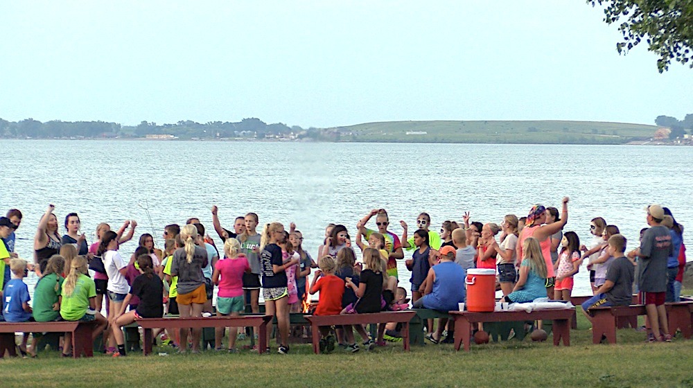 Campers singing at Lake Poinsett