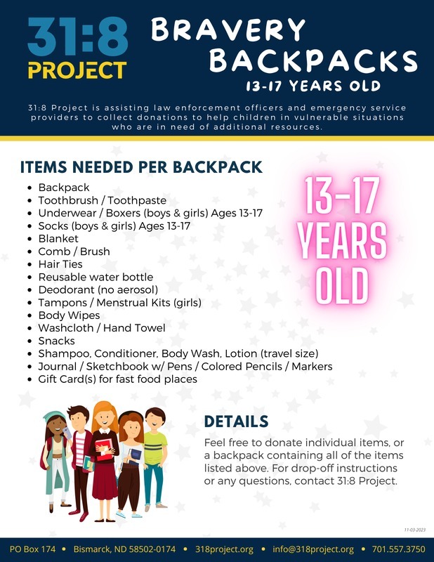 Bravery Backpacks collection at AC 2024 - Dakotas Annual Conference of ...