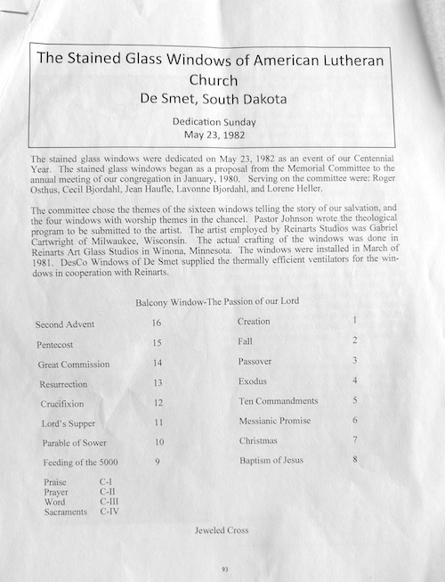 Page of stained glass information