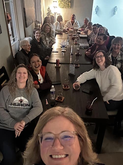 womens group at winery table