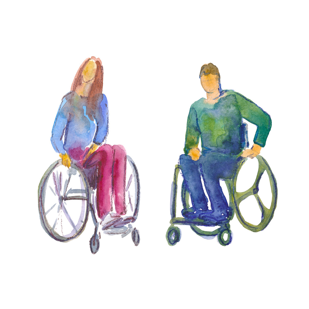 Two persons in wheelchairs