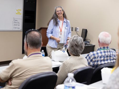 Woman giving presentation