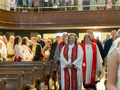 group of clergy walking