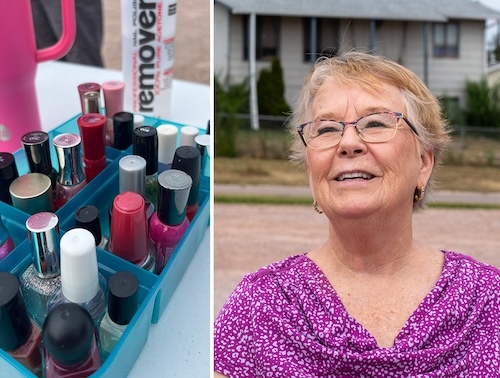 Woman with manicure supplies