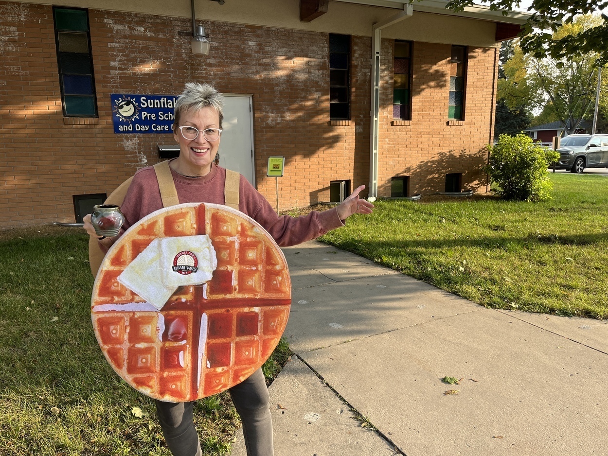 Deb in Waffle costume