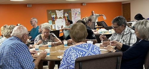 Church group at tables