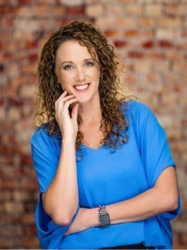 portrait of woman in blue blouse