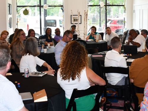 Group sitting in meeting